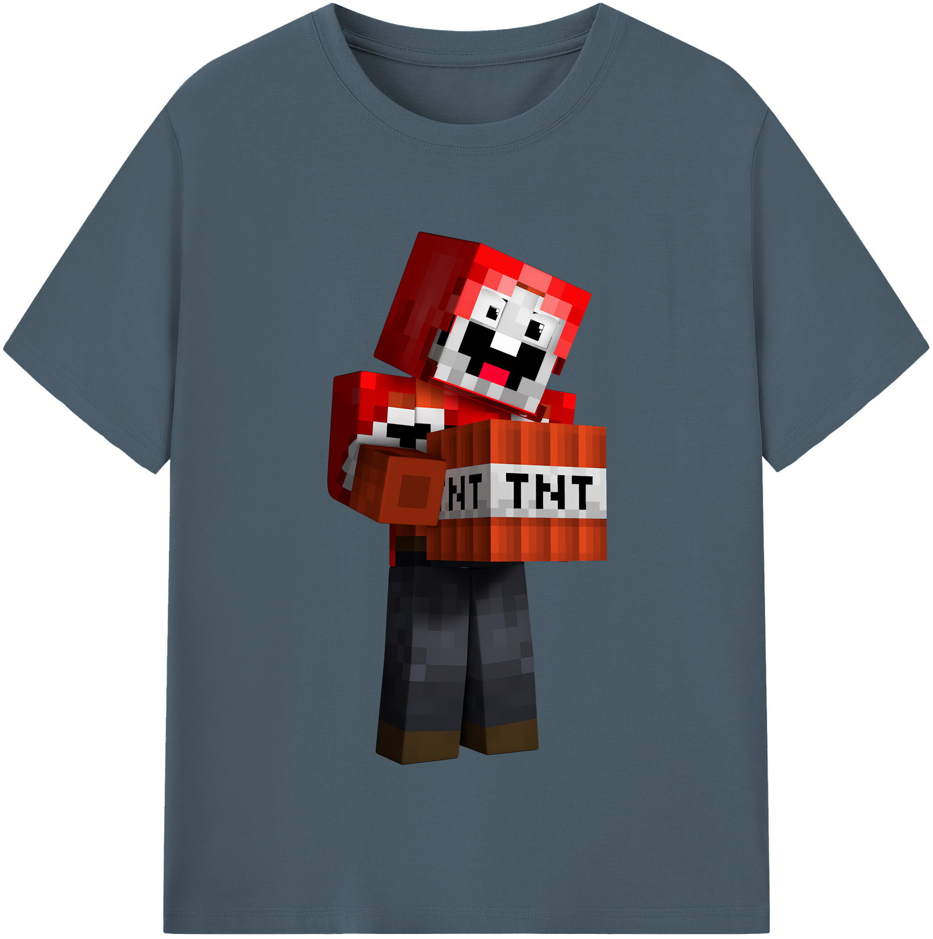 （画像用） マインクラフト ブロックの世界 Minecraft MC Block world 綿100％半袖Tシャツ（フロントプリント）